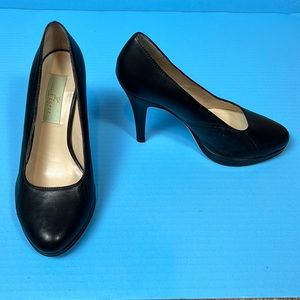 Julie Lopez Black Leather Pumps Heels Shoes Italian 7